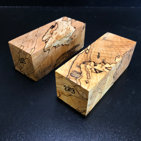2"x2"x6" KD Figured Spalted Maple Spindle (2pcs) Turning Blank (#00283)