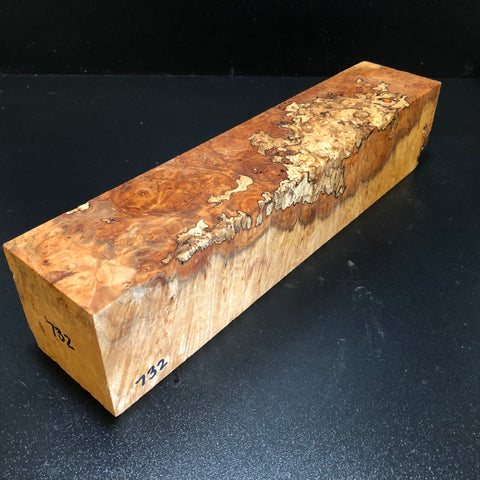 3"x3"x14" KD Maple Burl Wood Spindle Turning Blank (#00732)