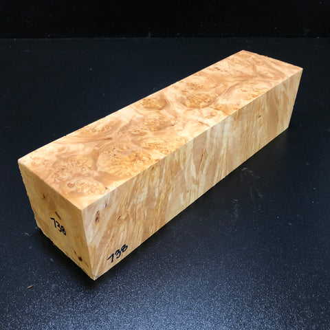 3"x3"x11" KD Maple Burl Wood Spindle Turning Blank (#00738)