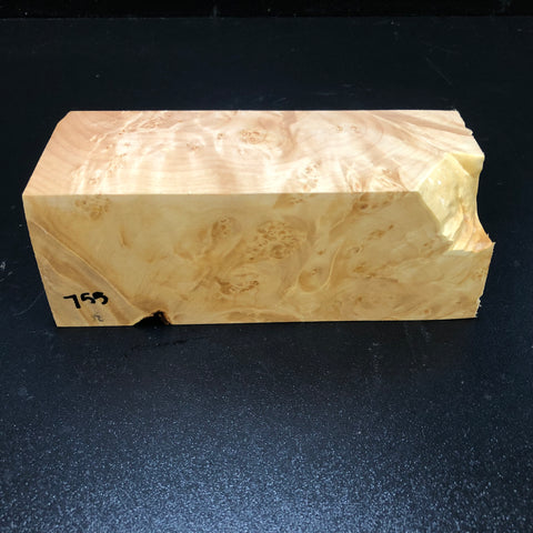 3"x3"x7" KD Maple Burl Wood Spindle Turning Blank (#00755)