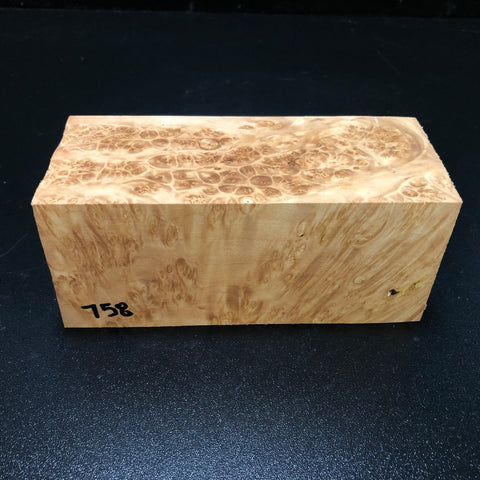 3"x3"x6" KD Maple Burl Wood Spindle Turning Blank (#00758)