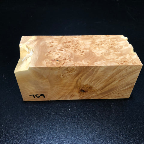 3"x3"x6" KD Maple Burl Wood Spindle Turning Blank (#00759)