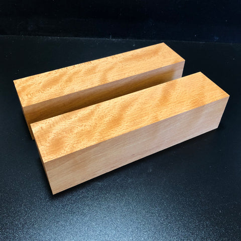 3"x3"x12" KD Curly Beech Spindle (2 pcs) Turning Blank (#0090)