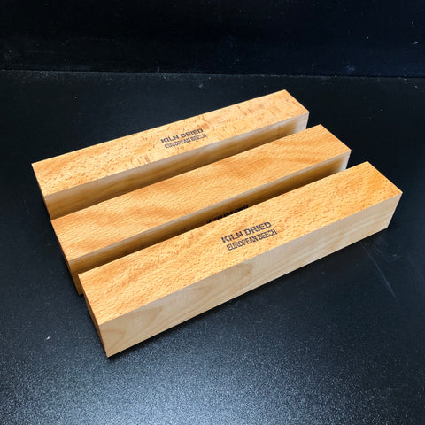 2"x2"x12" KD Curly Beech Spindle (3 pcs) Turning Blank (#0093)