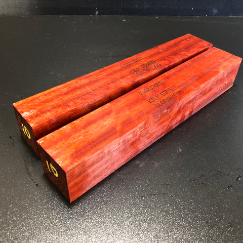 2"x2"x12" KD Figured Bloodwood Spindle (2 pcs) Turning Blank (#0010)