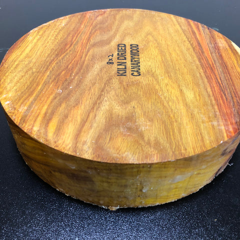 8"x2" KD Canarywood Exhibition Grade Wood Bowl Turning Blank (#00159)