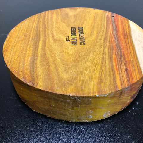 8"x2" KD Canarywood Exhibition Grade Wood Bowl Turning Blank (#00161)