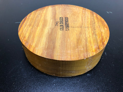 7"x2" KD Canarywood Exhibition Grade Wood Bowl Turning Blank (#00166)