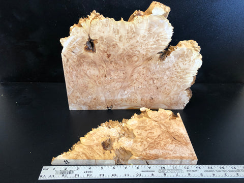 27"x11"x3/4"(2 pcs max height) KD Live Edge Maple Burl Wood Bowl Blank (#0011)