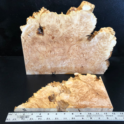 27"x11"x3/4"(2 pcs max height) KD Live Edge Maple Burl Wood Bowl Blank (#0011)