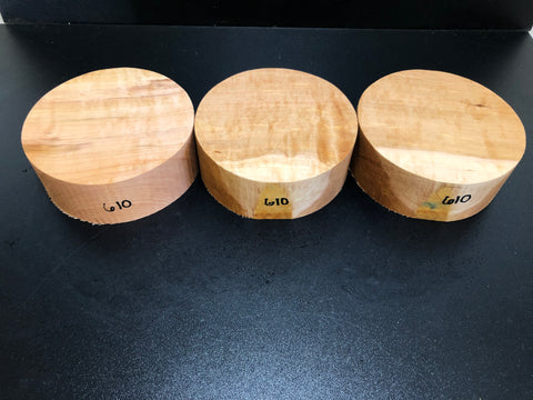 5"x2" KD Figured Fireland Cherry (3 pcs) Wood Bowl Turning Blank (#00610)