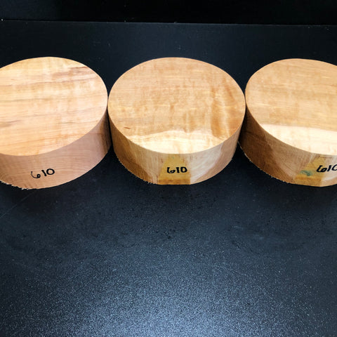 5"x2" KD Figured Fireland Cherry (3 pcs) Wood Bowl Turning Blank (#00610)