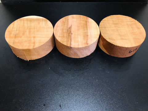 5"x2" KD Figured Fireland Cherry (3 pcs) Wood Bowl Turning Blank (#00613)