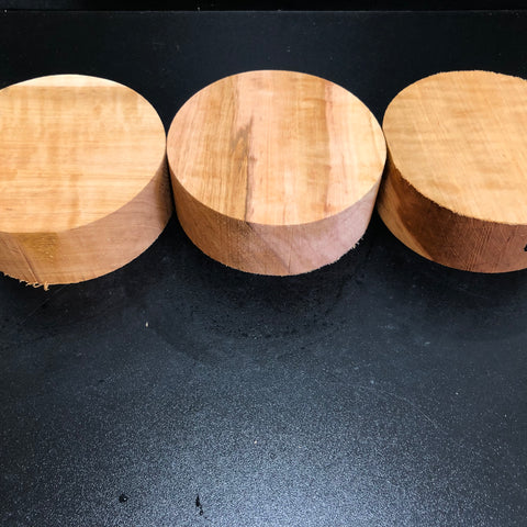 5"x2" KD Figured Fireland Cherry (3 pcs) Wood Bowl Turning Blank (#00613)