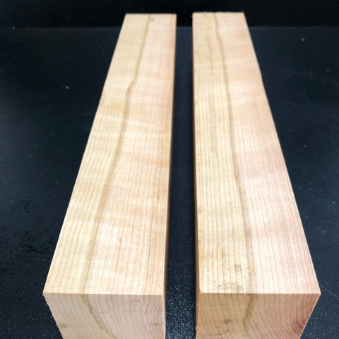 2"x2"x12" KD Figured Fireland Cherry (2 pcs) Wood Spindle Turning Blank (#00617)