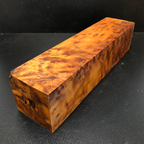3"x3"x12 Thuya Burl Wood Spindle Turning Blank (#00670)