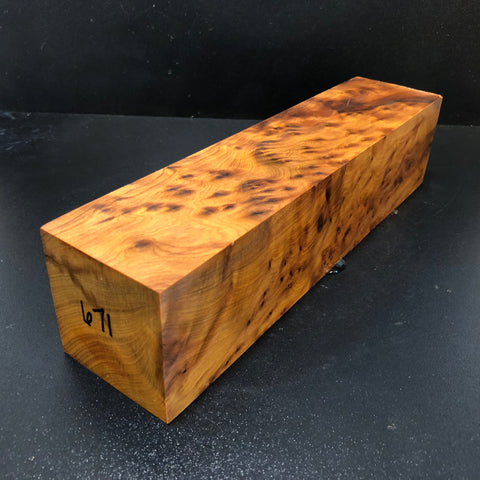 3"x3"x12 Thuya Burl Wood Spindle Turning Blank (#00671)