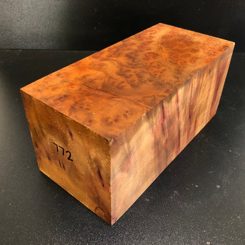 4"x4"x8.5" Camphor Burl Wood Spindle Turning Blank (#00772)