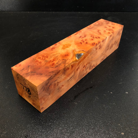 2"x2"x8" Camphor Burl Wood Spindle Turning Blank (#00778)