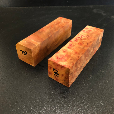 1.5"x1.5"x5" Camphor Burl Wood (2pcs) Turning Spindle Blank (#00787)