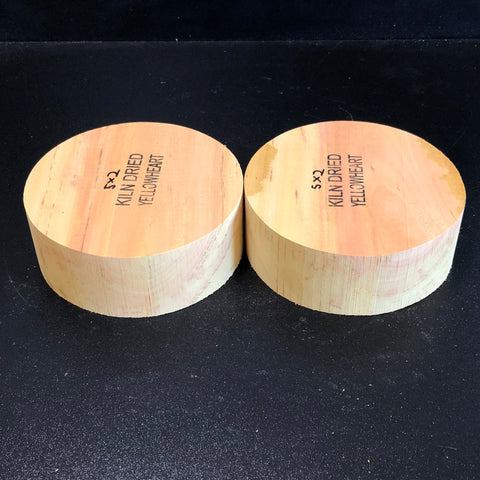 5"x2" KD Exhibition Grade Yellowheart (2pcs) Wood Bowl Turning Blank (#00812)