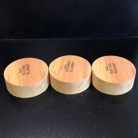 5"x2" KD Exhibition Grade Yellowheart (3pcs) Wood Bowl Turning Blank (#00813)