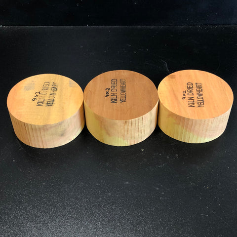 4"x2" KD Exhibition Grade Yellowheart (3pcs) Wood Bowl Turning Blank (#00814)