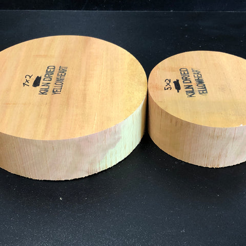 7"x2" & 5"x2" KD Exhibition Grade Yellowheart (3pcs) Wood Bowl Turning Blank (#00815)