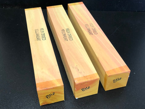 2"x2"x12" KD Exhibition Yellowheart (3pcs) Wood Spindle Turning Blank (#00816)