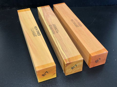 2"x2"x12" KD Exhibition Yellowheart (3pcs) Wood Spindle Turning Blank (#00817)