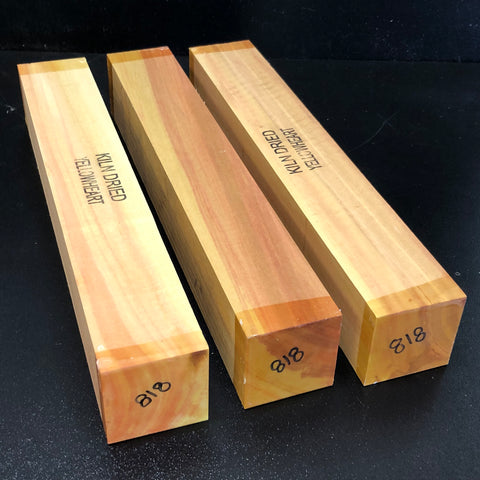2"x2"x12" KD Exhibition Yellowheart (3pcs) Wood Spindle Turning Blank (#00818)