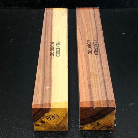 2"x2"x12" KD Spalted Morado (2pcs) Wood Spindle Turning Blank (#00833)