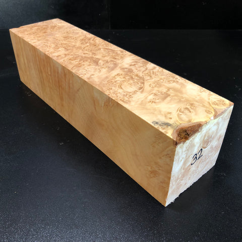 3"x3"x12" KD Maple Burl Wood Spindle Turning Blank (#0032)