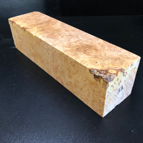 3"x3"x12" KD Maple Burl Wood Spindle Turning Blank (#0033)