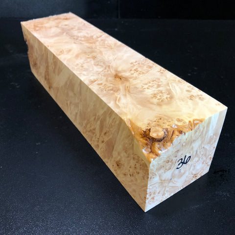 3"x3"x10.5" KD Maple Burl Wood Spindle Turning Blank (#0036)