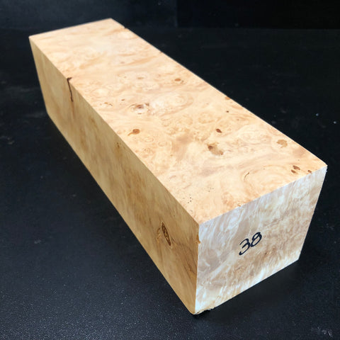 3"x3"x9.5" KD Maple Burl Wood Spindle Turning Blank (#0038)