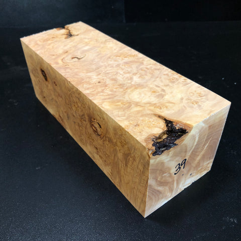 3"x3"x9" KD Maple Burl Wood Spindle Turning Blank (#0039)
