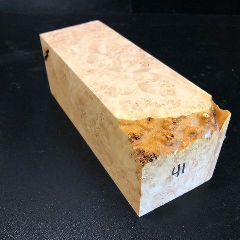 3"x3"x7.5" KD Maple Burl Wood Spindle Turning Blank (#0041)