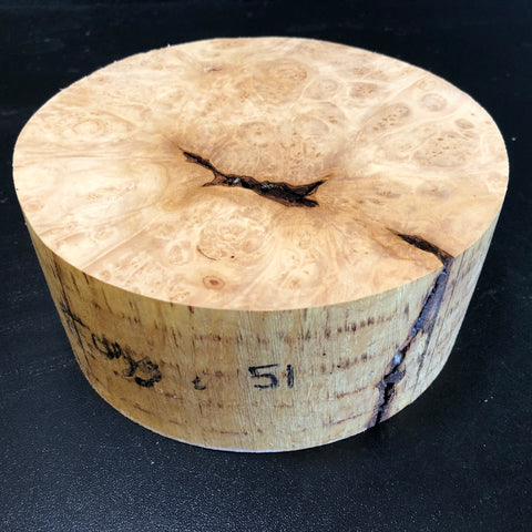 6.5"x3" KD Maple Burl Wood Bowl Turning Blank (#0051)