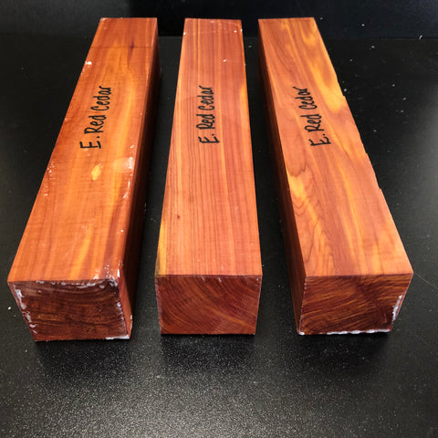 2"x2"x12" KD Eastern Red Cedar (3pcs) Wood Spindle Turning Blank (#0026)