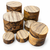 Natural unfinished black limba turning blanks on a white background