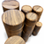 Natural unfinished black limba turning blanks on a white background