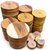 Wood turning blank stacks on a white background