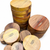 Wood turning blank stacks on a white background