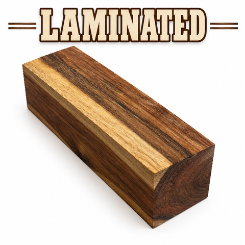 4"x4"x12" KD Tzalam 2 PIECE LAMINATED Wood Spindle Turning Blank