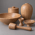 Group of red oak turnings illustrating natural grain, color, and finished project possibilities