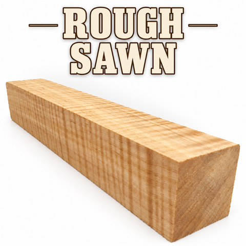 2"x2"x18" KD Curly Soft Maple Wood Spindle Turning Blank (Rough Sawn)