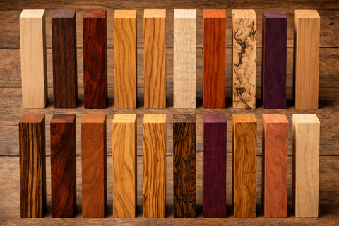 Variety Pack of 18) 2x2x12 KD Spindle Blanks 18 different exotic and domestic woods! $130+ value (May contain rough sawn spindles)