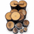 Stacked torrefied poplar bowl and platter turning blanks on white