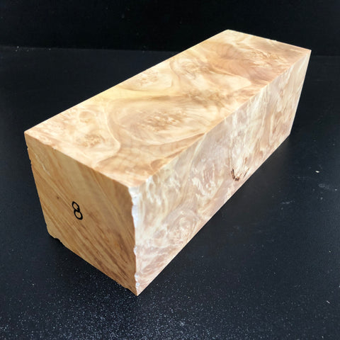 3"x3"x9" KD Maple Burl Wood Spindle Turning Blank (#008)